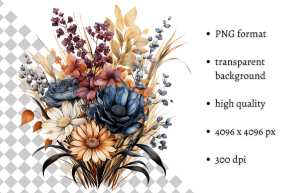 A Bouquet of Autumn Flowers PNG Clipart: Elevate Your Fall Projects with Warm Seasonal Colors