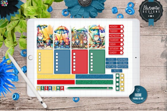 Beach Gnome Digital Stickers for Planners