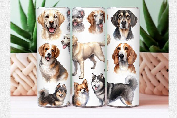 Cute Dog Tumbler Wrap for Custom Tumblers