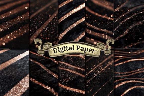 Elevate Your Creative Projects with Black and Gold Glitter Digital Paper