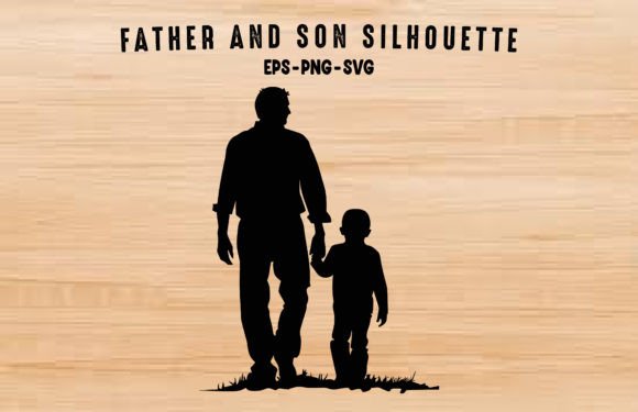 Father and Son Walking Silhouette Vector: Versatile Art for Meaningful Designs