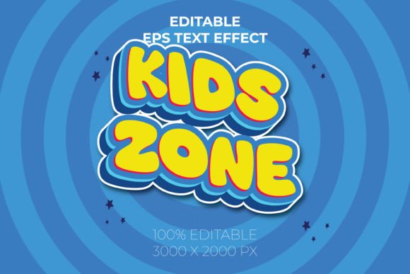 Kids Zone 3D Text Effect Editable