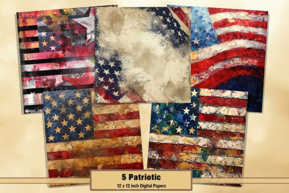 Printable Grunge American Flag Papers for Creative Projects