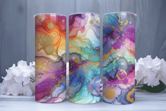 Rainbow Alcohol Ink 20oz Skinny Tumbler: A Practical Digital Design Asset for Creators and Print-On-Demand Professionals