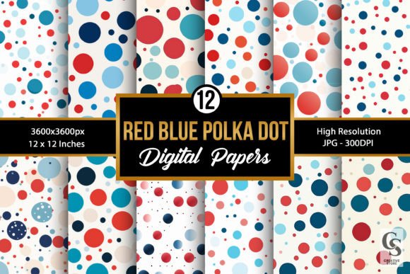 Red Blue Patriotic Polka Dots Patterns: Versatile Designs for Creative Projects and Celebrations