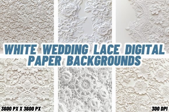 White Wedding Lace Digital Paper – Timeless Romance for Your Wedding Projects