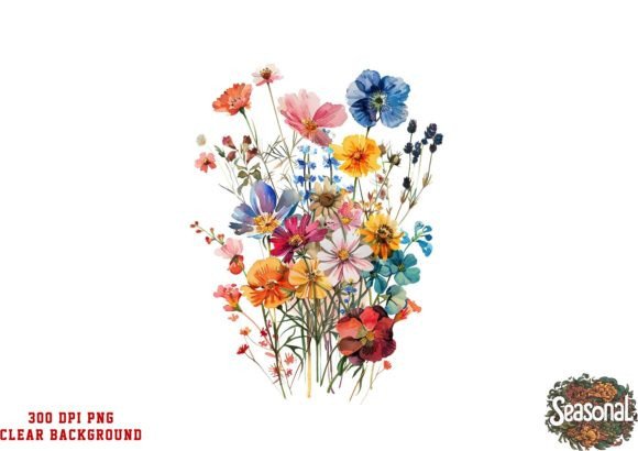 Wildflower Frame Border Wreath Clipart